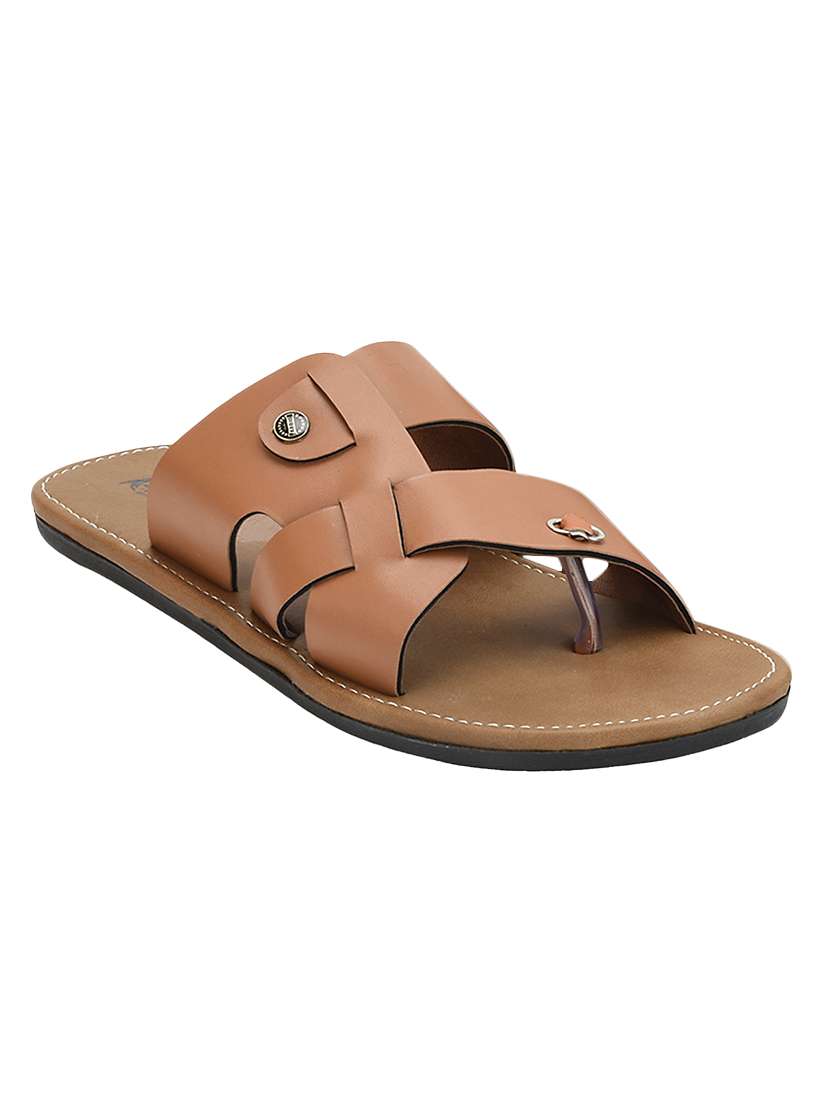 tan leather slip on slipper