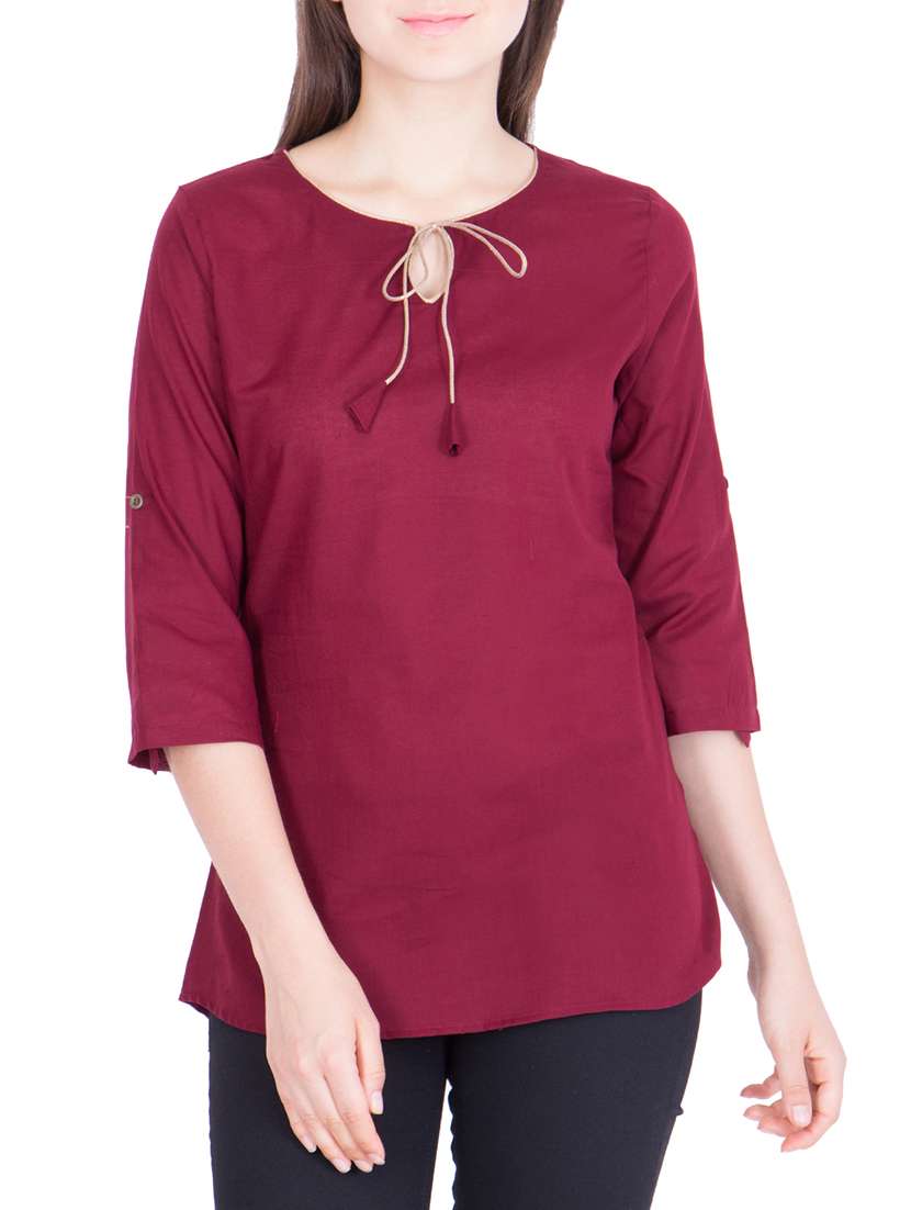 maroon rayon regular top