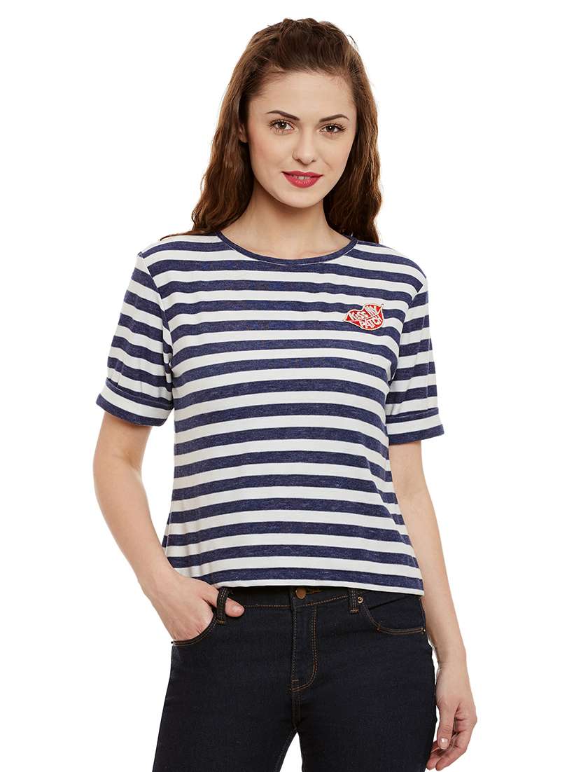 graphic patch striped tee