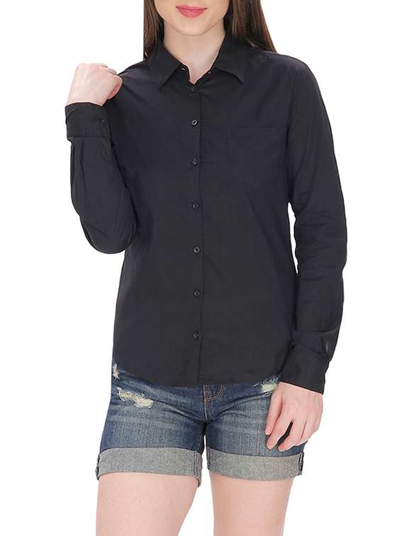 black cotton solidshirt