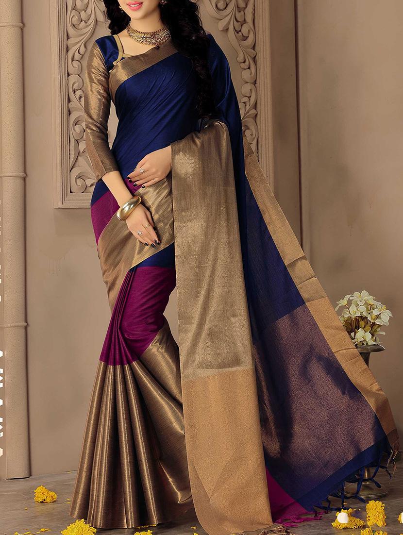 brown colored cotton siilk maheshwari saree with blouse
