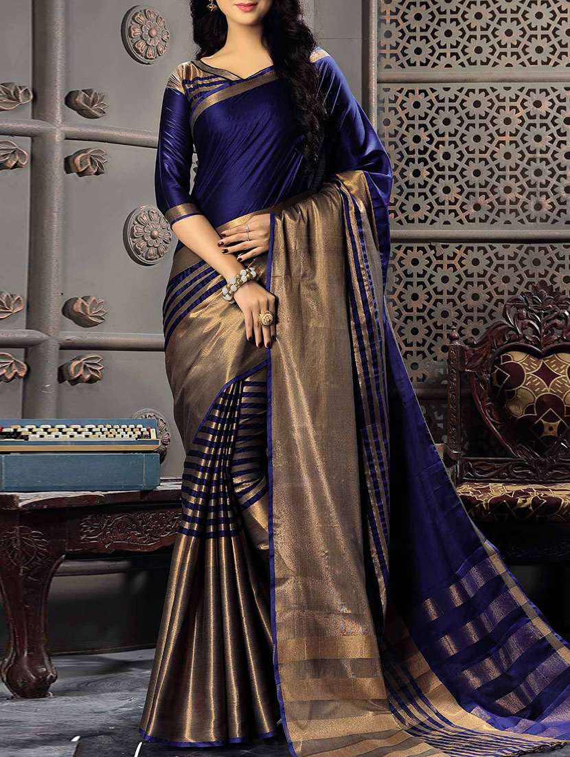 blue cotton silk maheshwari saree with blouse