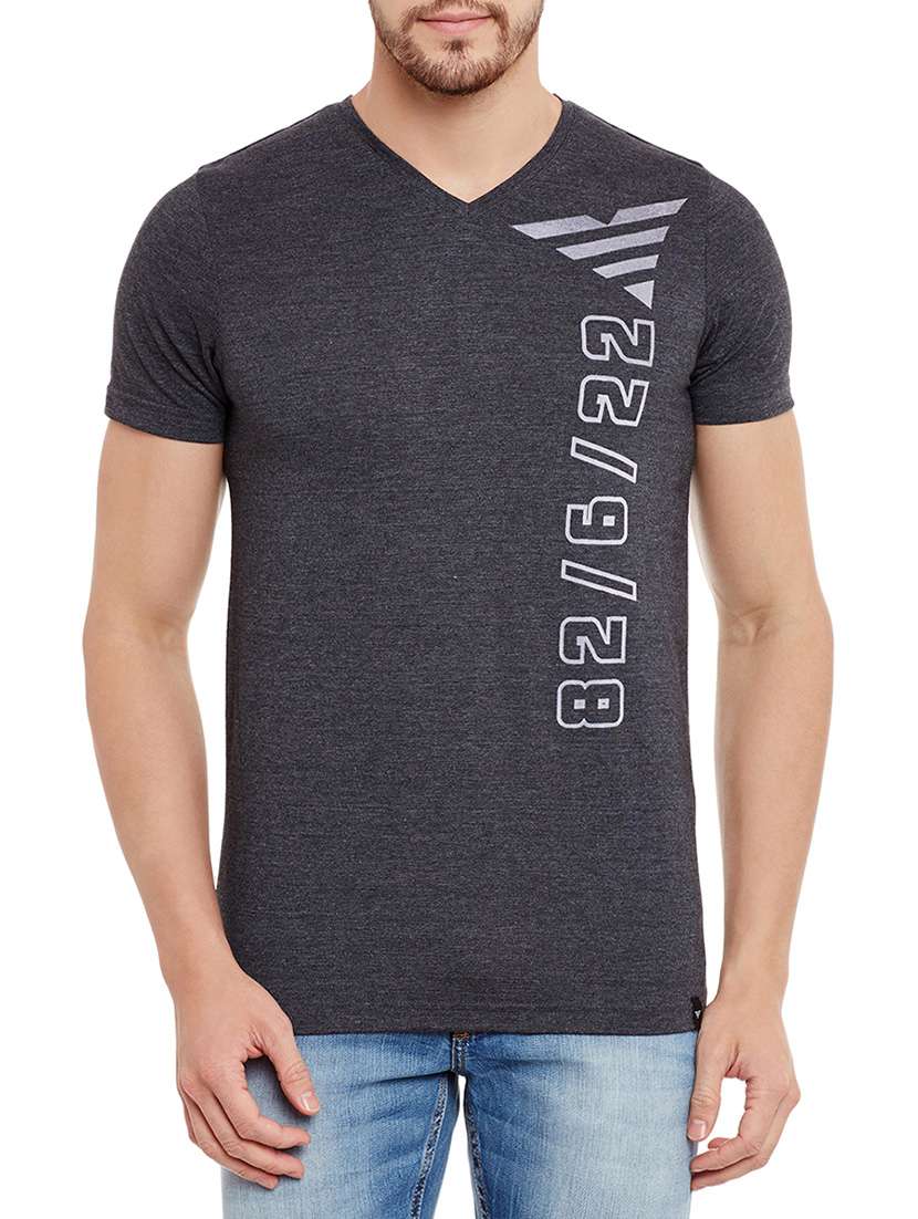 grey cotton printed t-shirt
