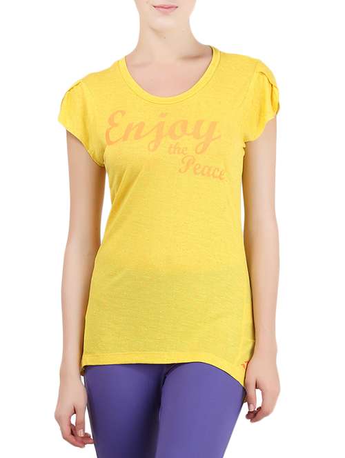 yellow printed cotton regular tee - 13337840 -  Standard Image - 0