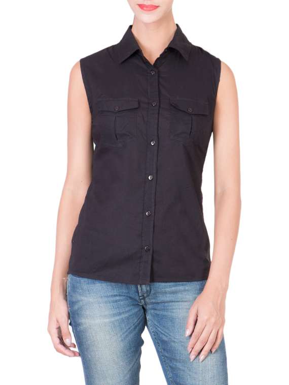 black cotton regular shirt