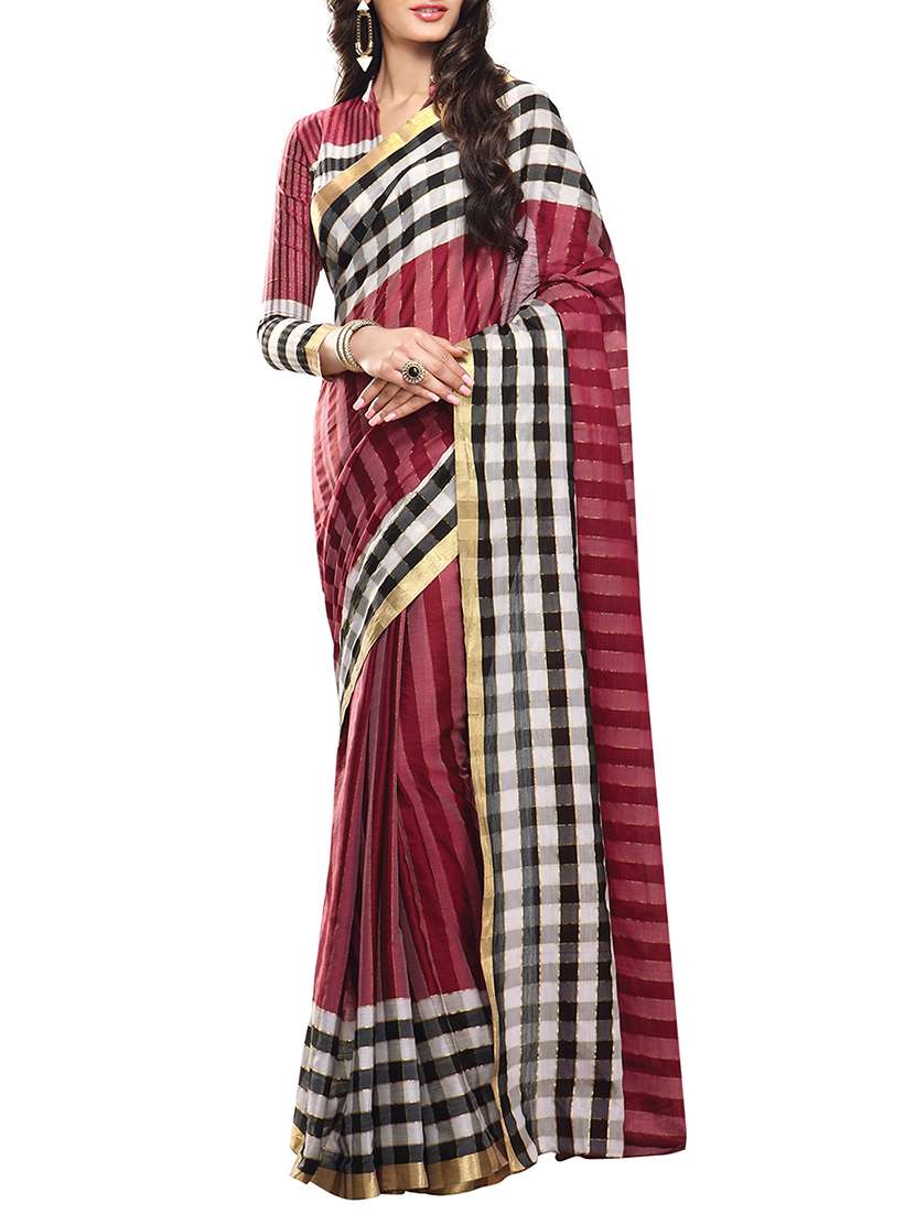 stripes woven saree with blouse