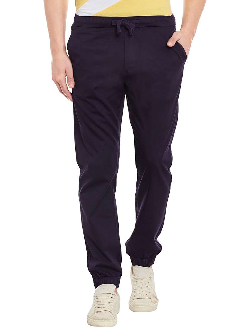 purple cotton casual trousers
