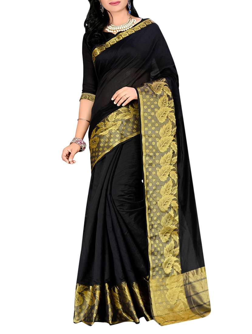black cotton bordered saree with blouse