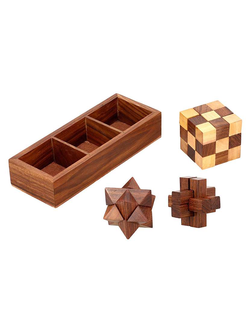 desi karigar small wooden puzzle board wooden toy game - brain teaser