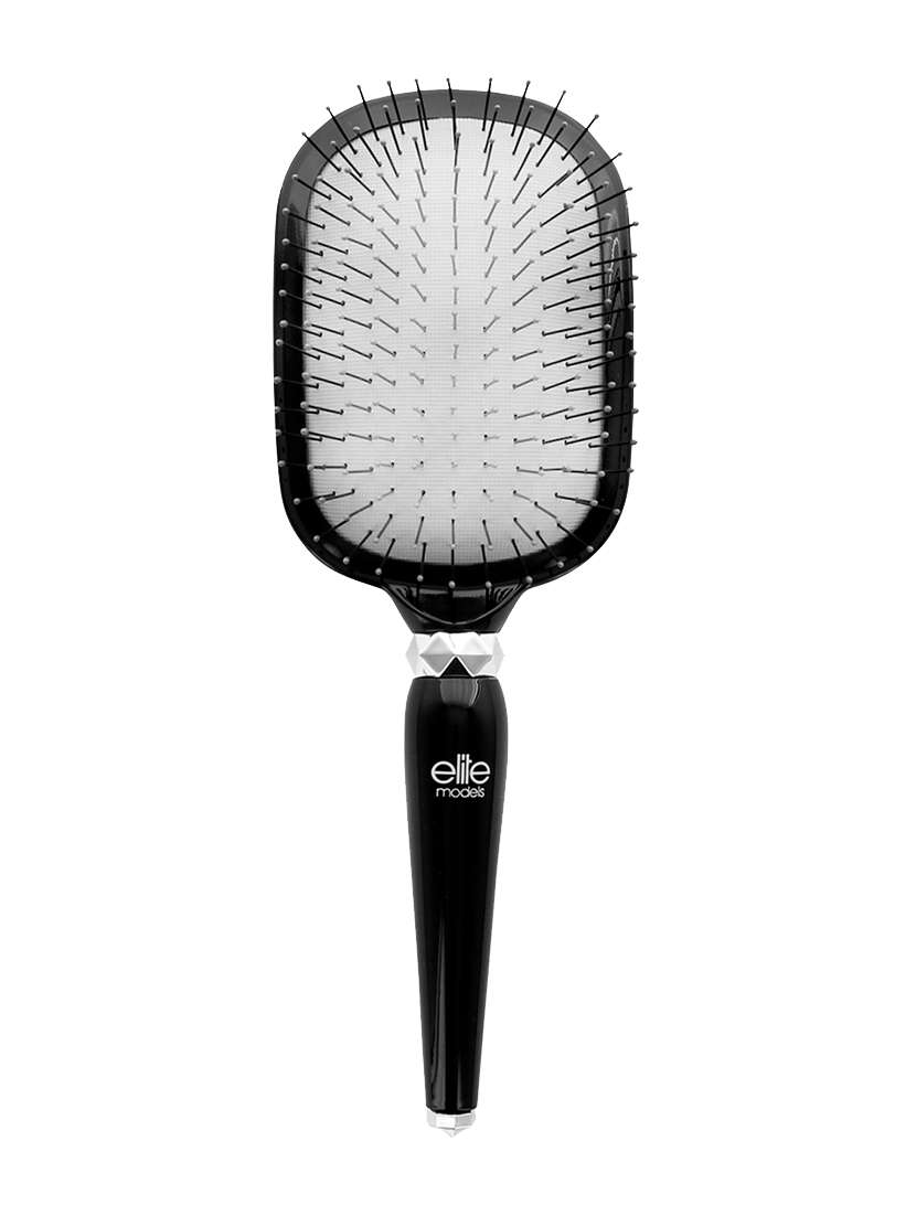 elite models plastic bristles cushion hair brush - black