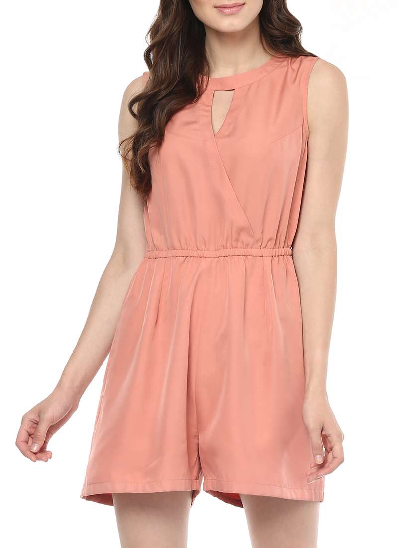 pink crepe romper jumpsuit