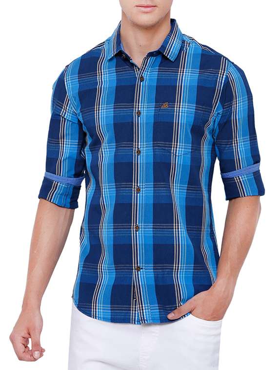 blue cotton casual shirt