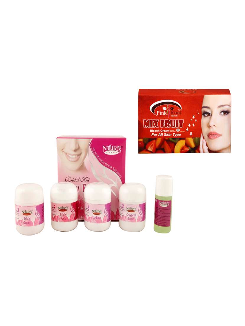 nature's essence- bridal facial kit with pink root mix fruit bleach