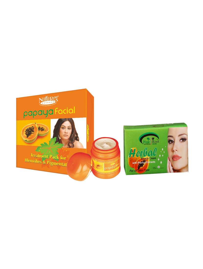 nature's essence- papaya facial kit with pink root herbal bleach 