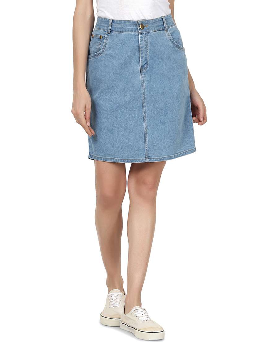 light blue denim skirt