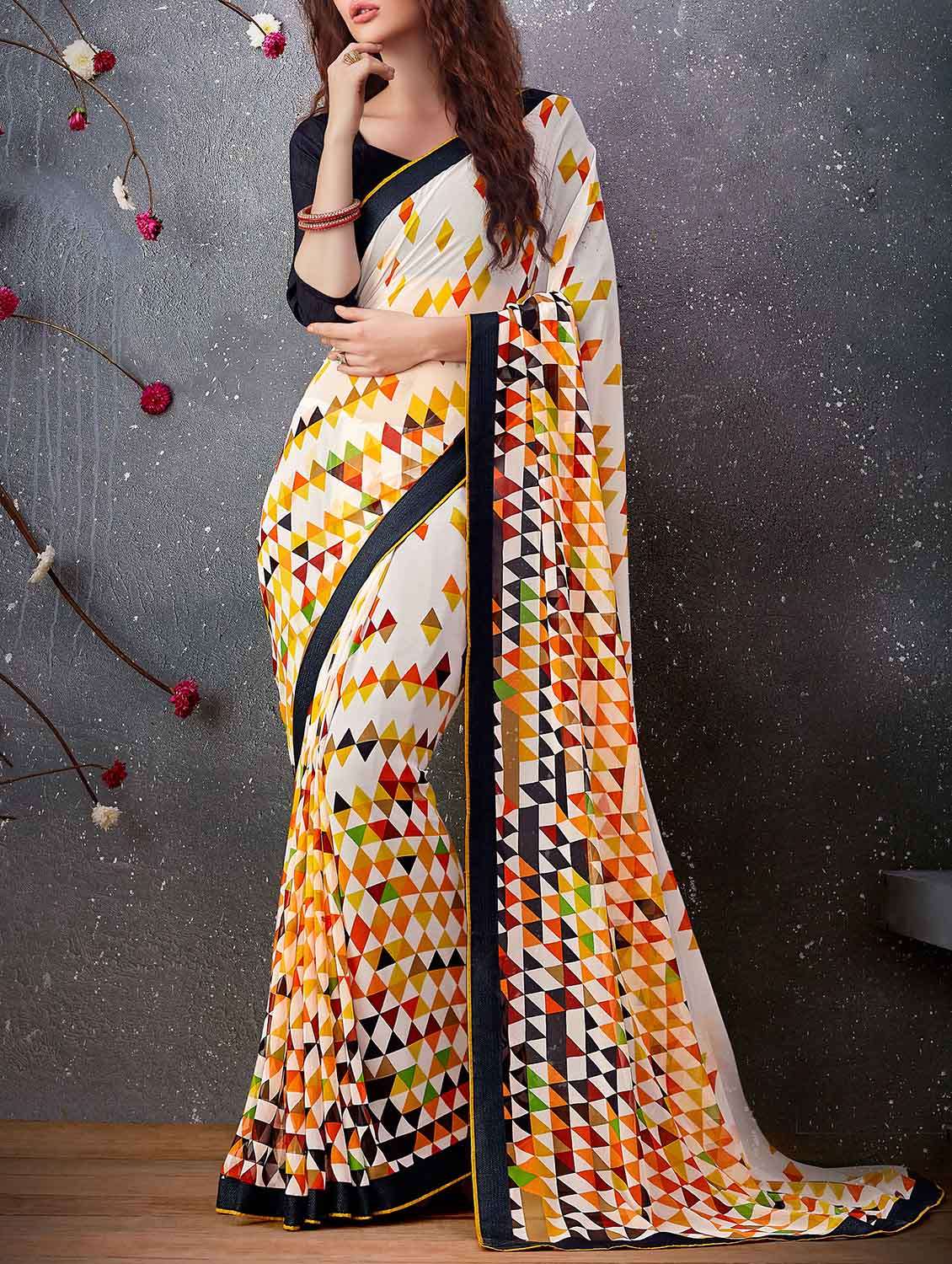 geometric printed saree