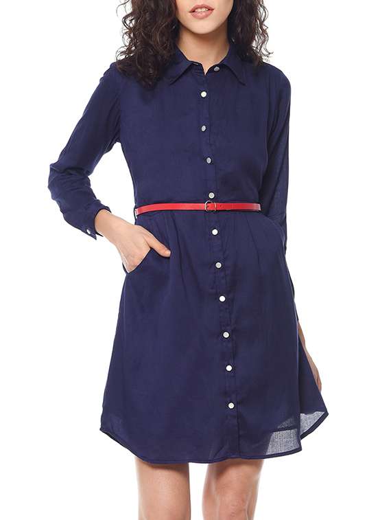 women's shirt solid dress