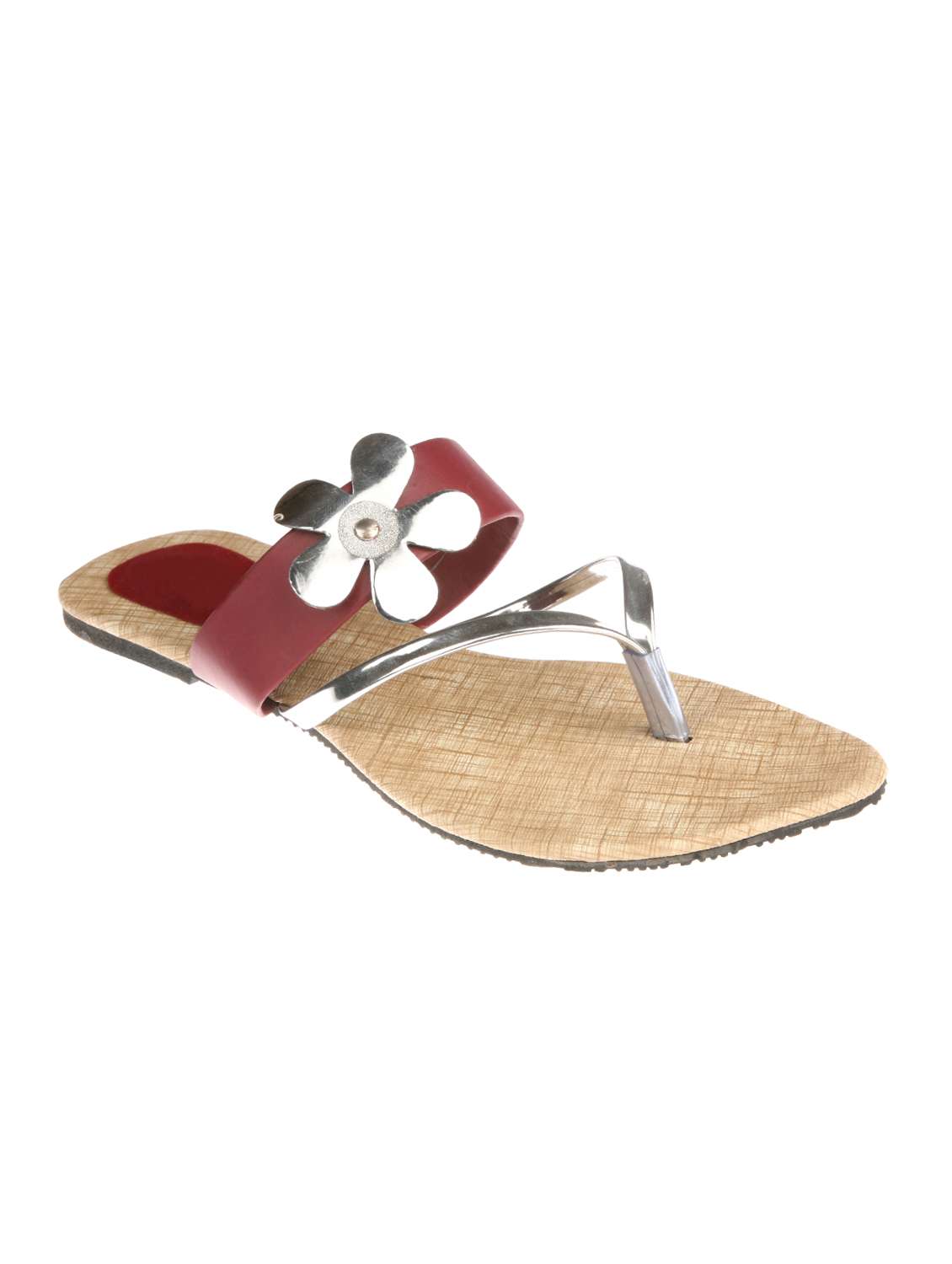 maroon toe separator sandal