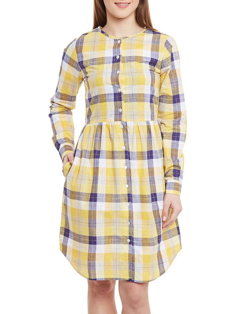 yellow cotton shirt dress