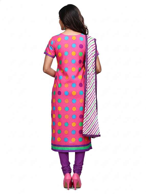 pink cotton unstitched suit - 13363827 -  Standard Image - 2