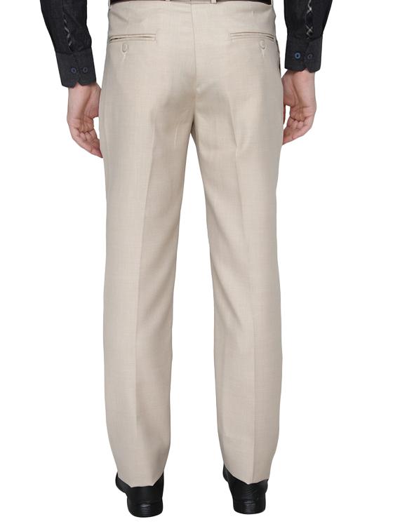 beige polyester flat front trousers formal - 13367587 - Standard Image - 2