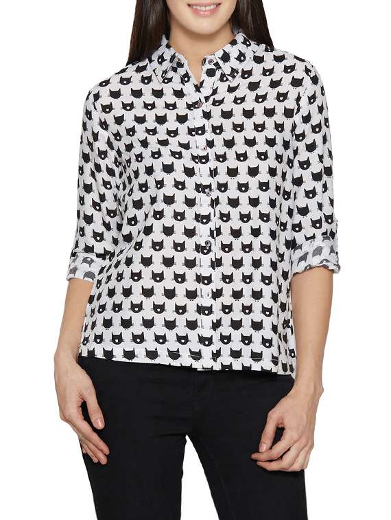 white printed regular shirt