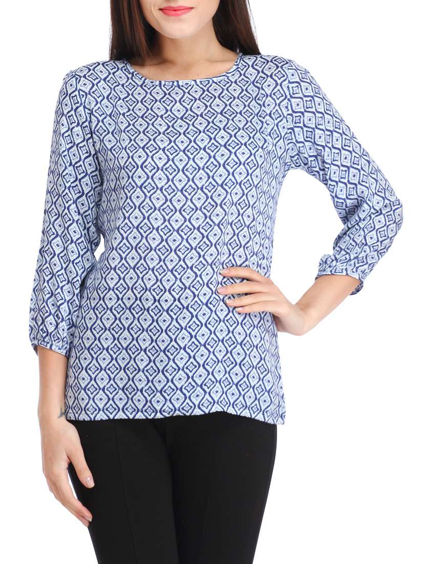 boat neck printed top
