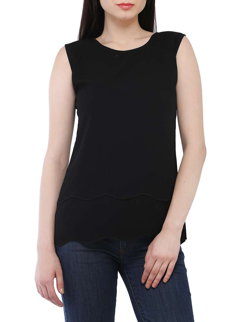 wavy hem layered top