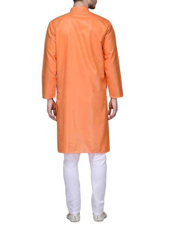 orange cotton kurta pyjama set - 13394894 - Standard Image - 2