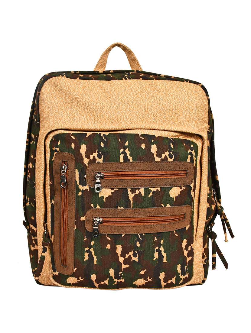 beige canvas backpack