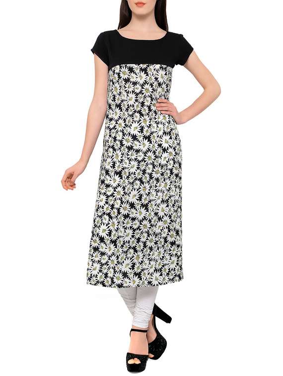 multi colored crepe straight kurta