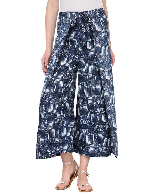 blue crepe palazzos - 13397013 - Standard Image - 0