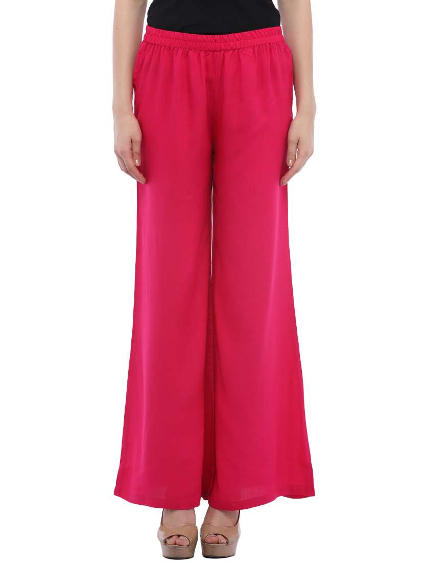 solid pink rayon palazzo