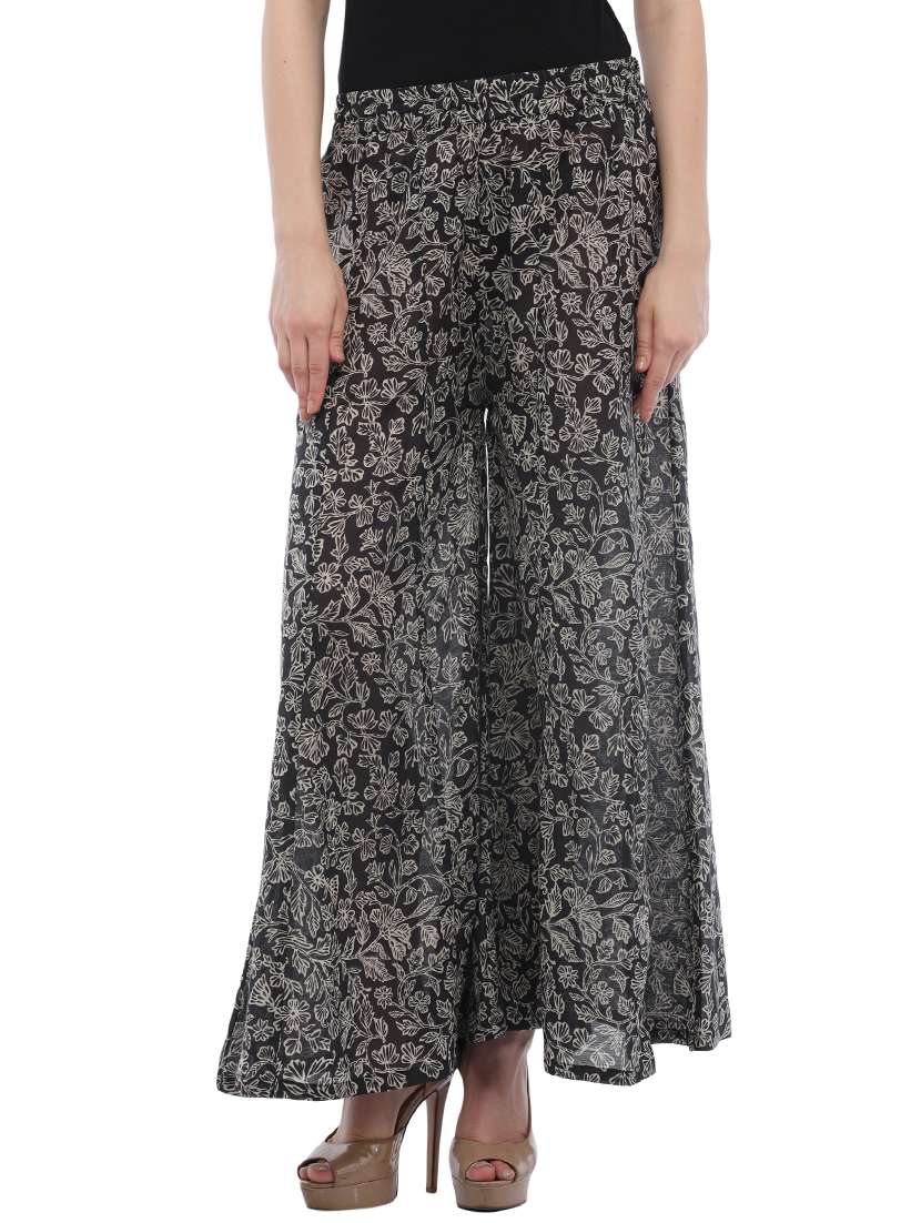 printed black rayon palazzo