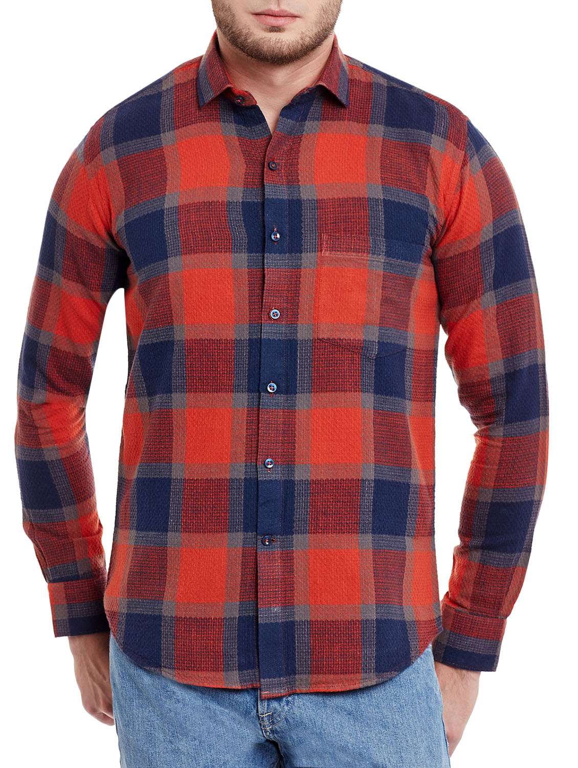 red cotton casual shirt