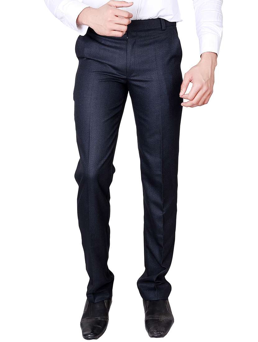 blue solid formal trouser