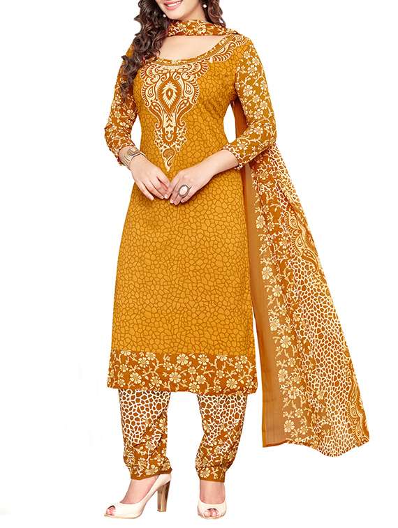 mustard cotton salwar suits dress material