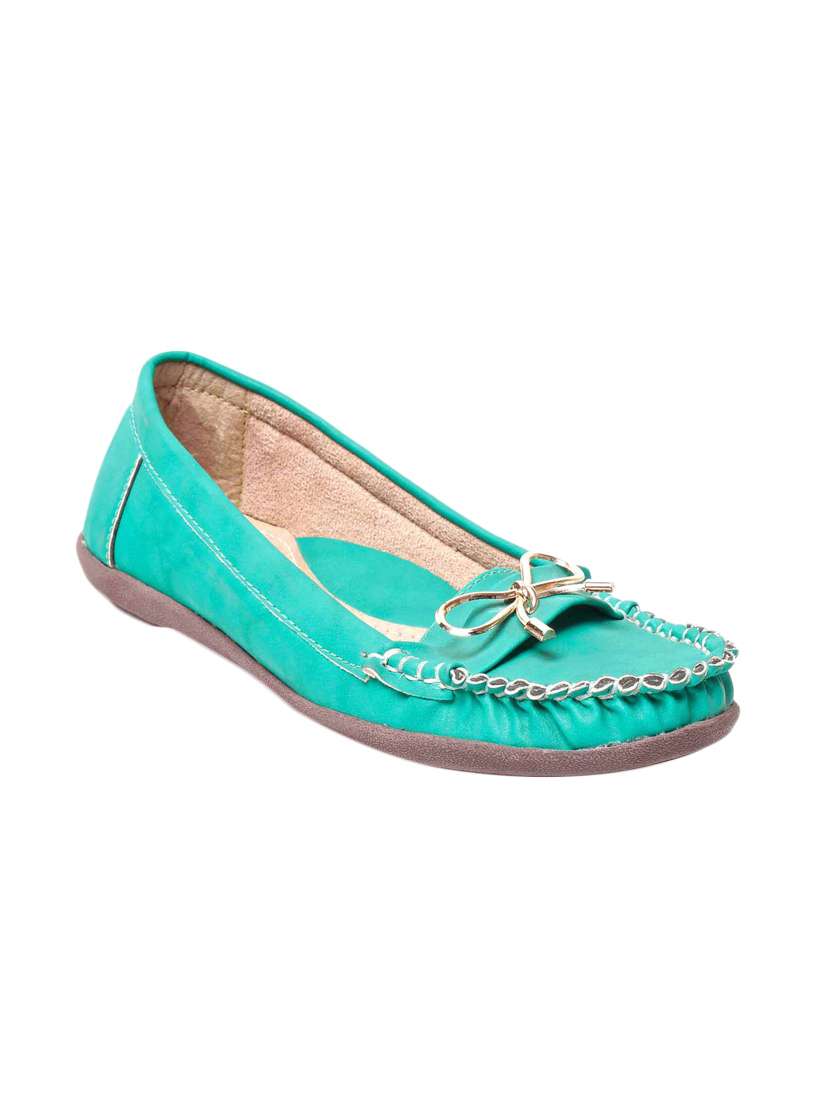 turquoise faux leather slip on moccasins
