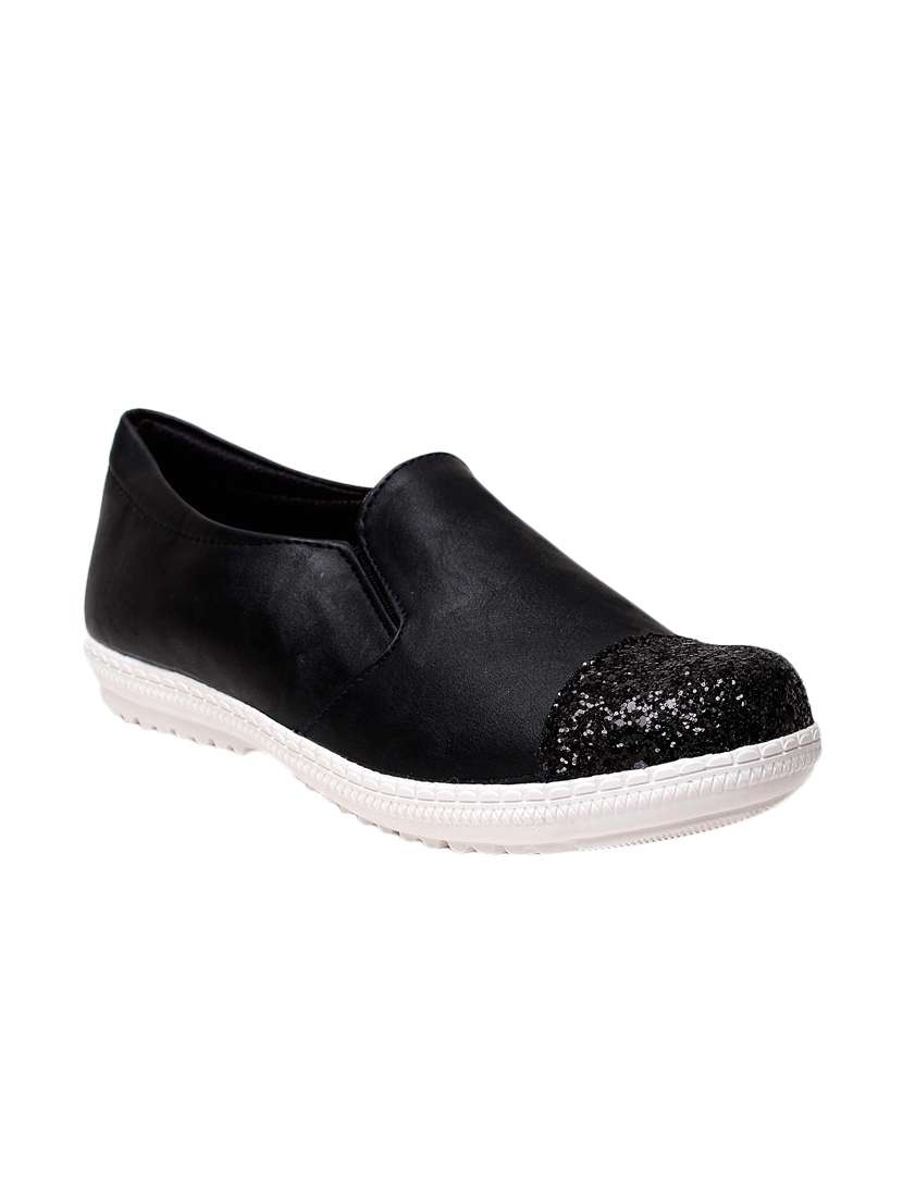 black faux leather casual shoes