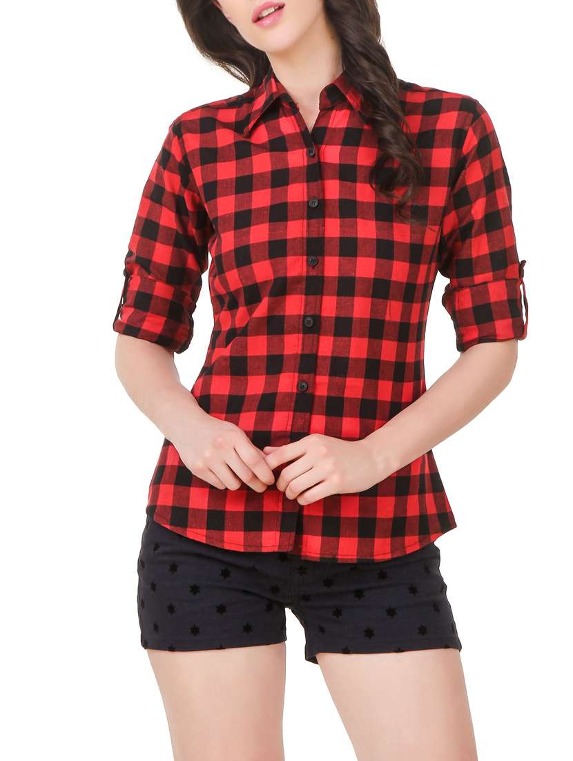 red cotton regular shirt