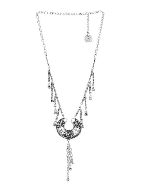 oxidised silver plated navchaand necklace