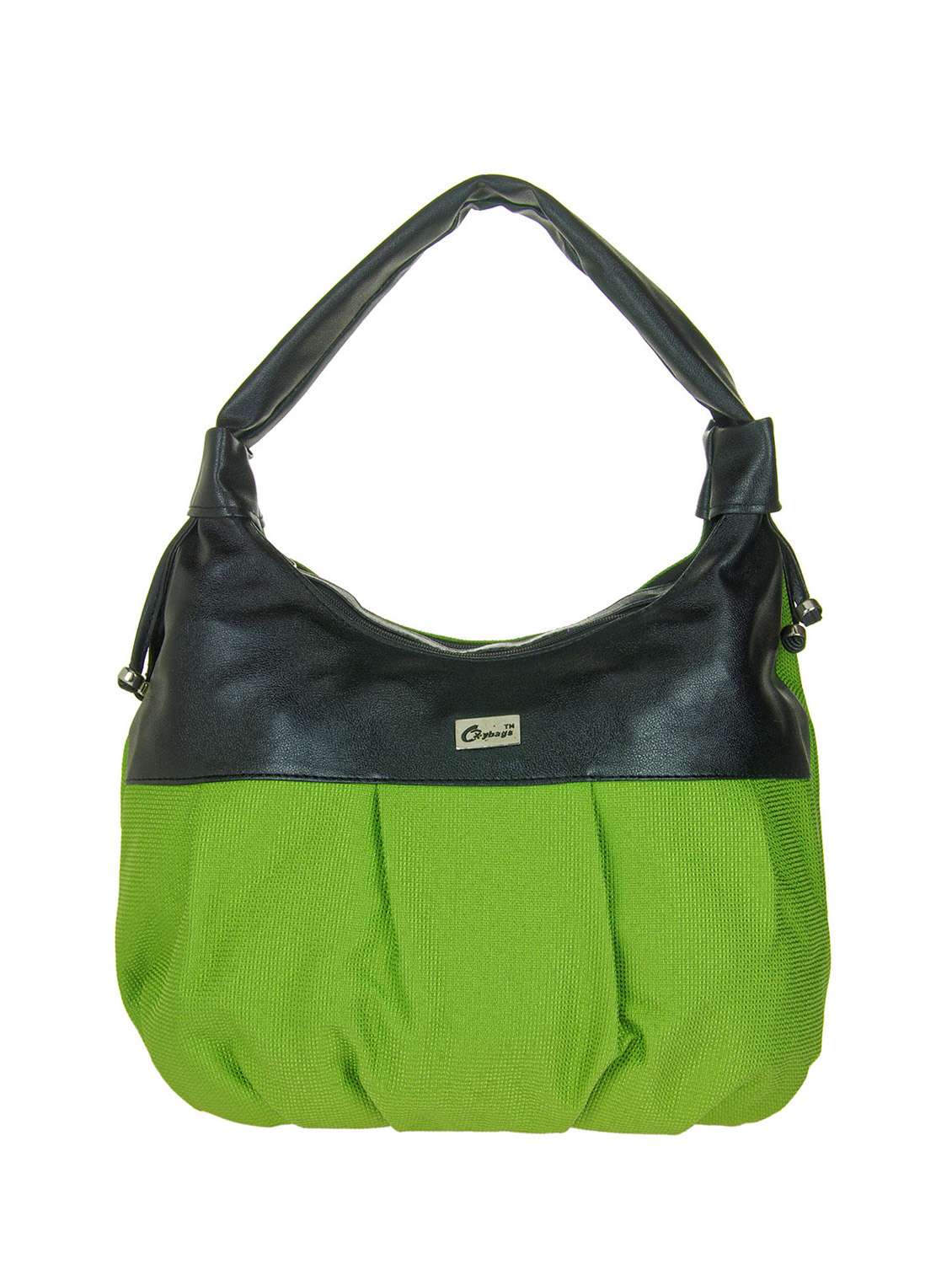 green polyester handbag