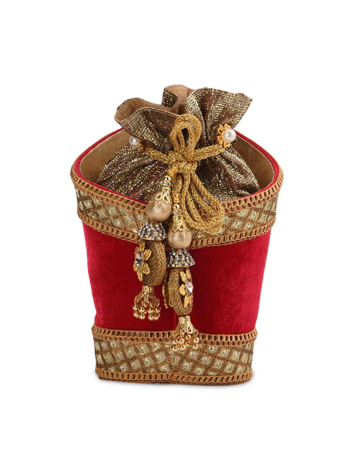 red velvet potli bag