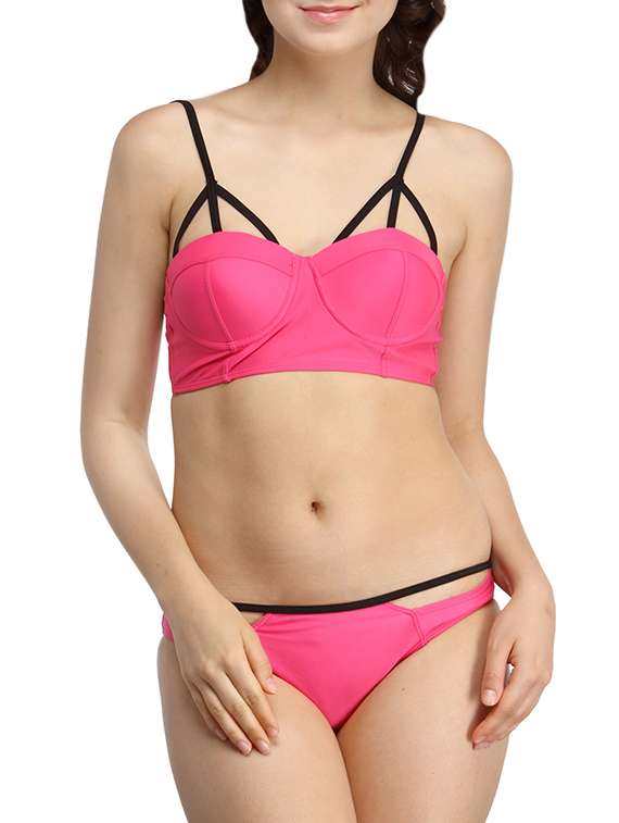pink polyester bikini