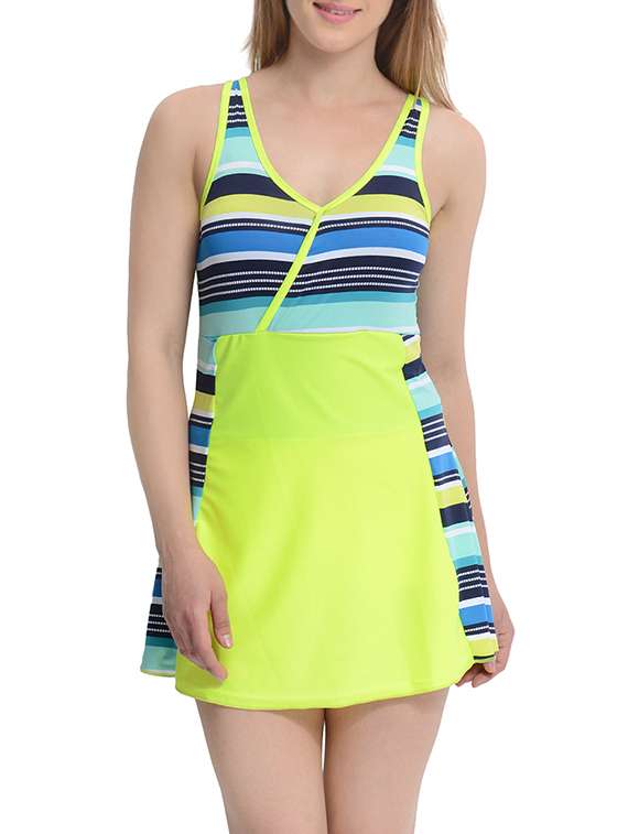green nylon functional swimsuit