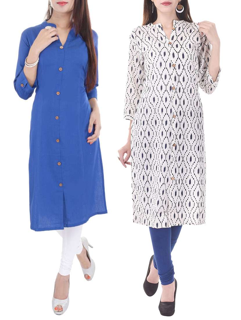 multi colored cotton combos kurta