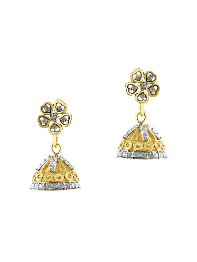 gold brass jhumka earrings