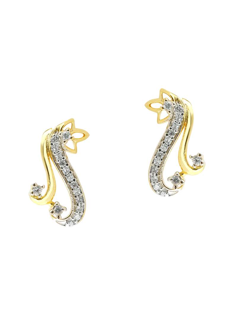 gold brass studs earring - 13429814 -  Zoom Image - 0