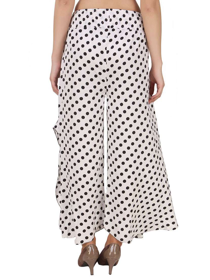 white polka dots printed georgette palazzo - 13430786 -  Standard Image - 2