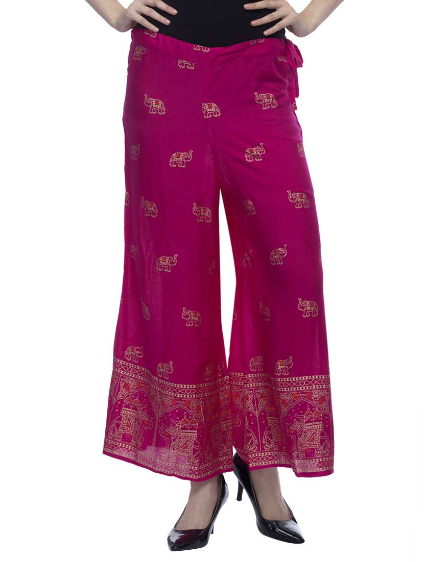 pink printed viscose palazzo